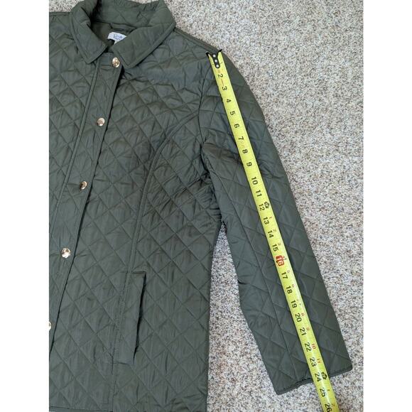 Croft & Barrow Women's Olive Green Quilted Coat Jacket Gold Snaps Size Large - Picture 6 of 8
